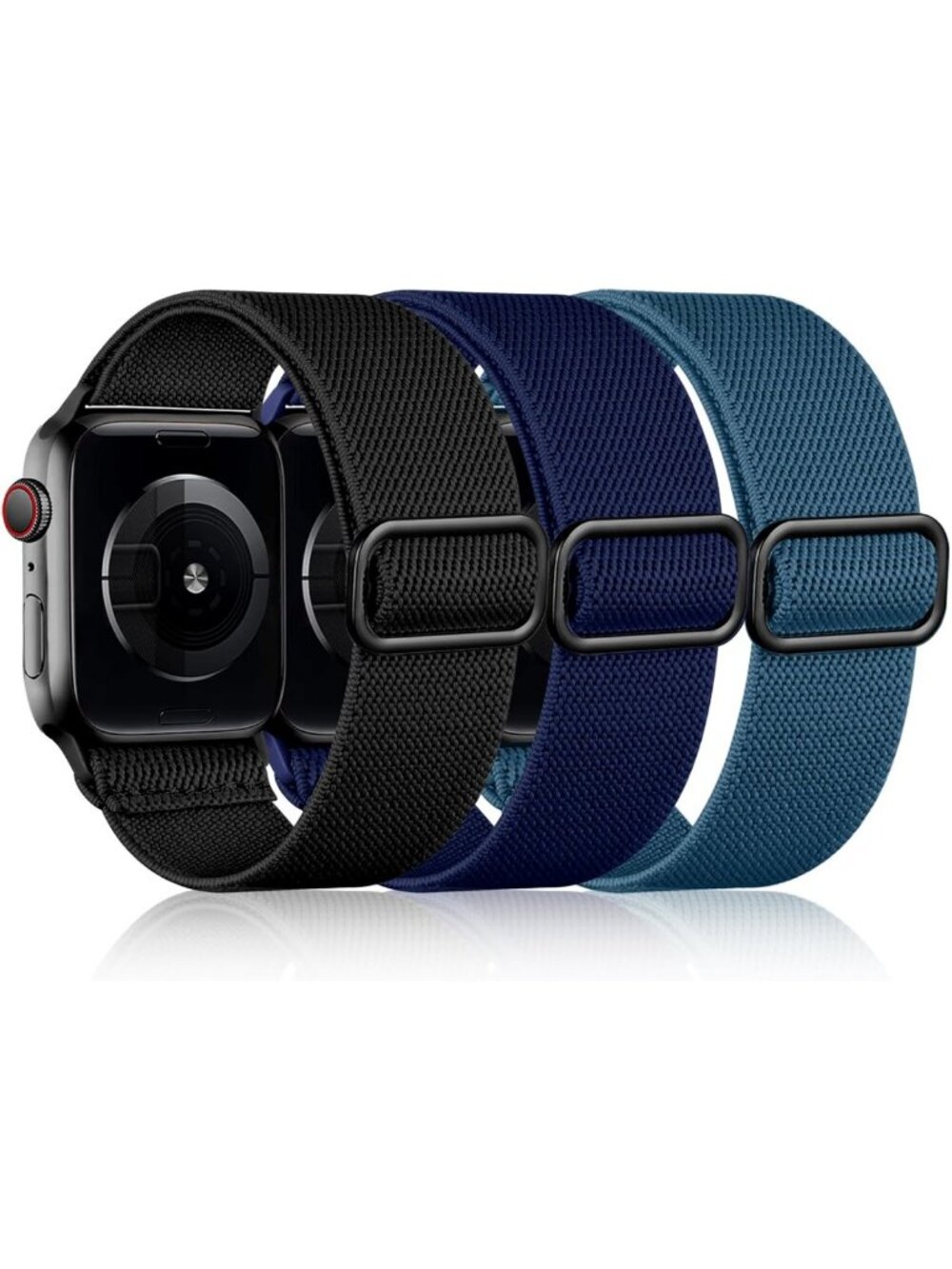 3 Pack Stretchy Solo Loop Apple Watch Bands for Men, Soft Nylon Braided Straps